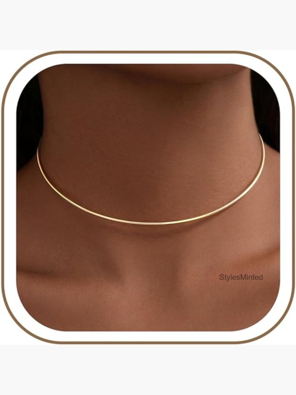 Dainty Choker Necklace for Women, Minimalist Thin Lightweight 14K Gold Plated